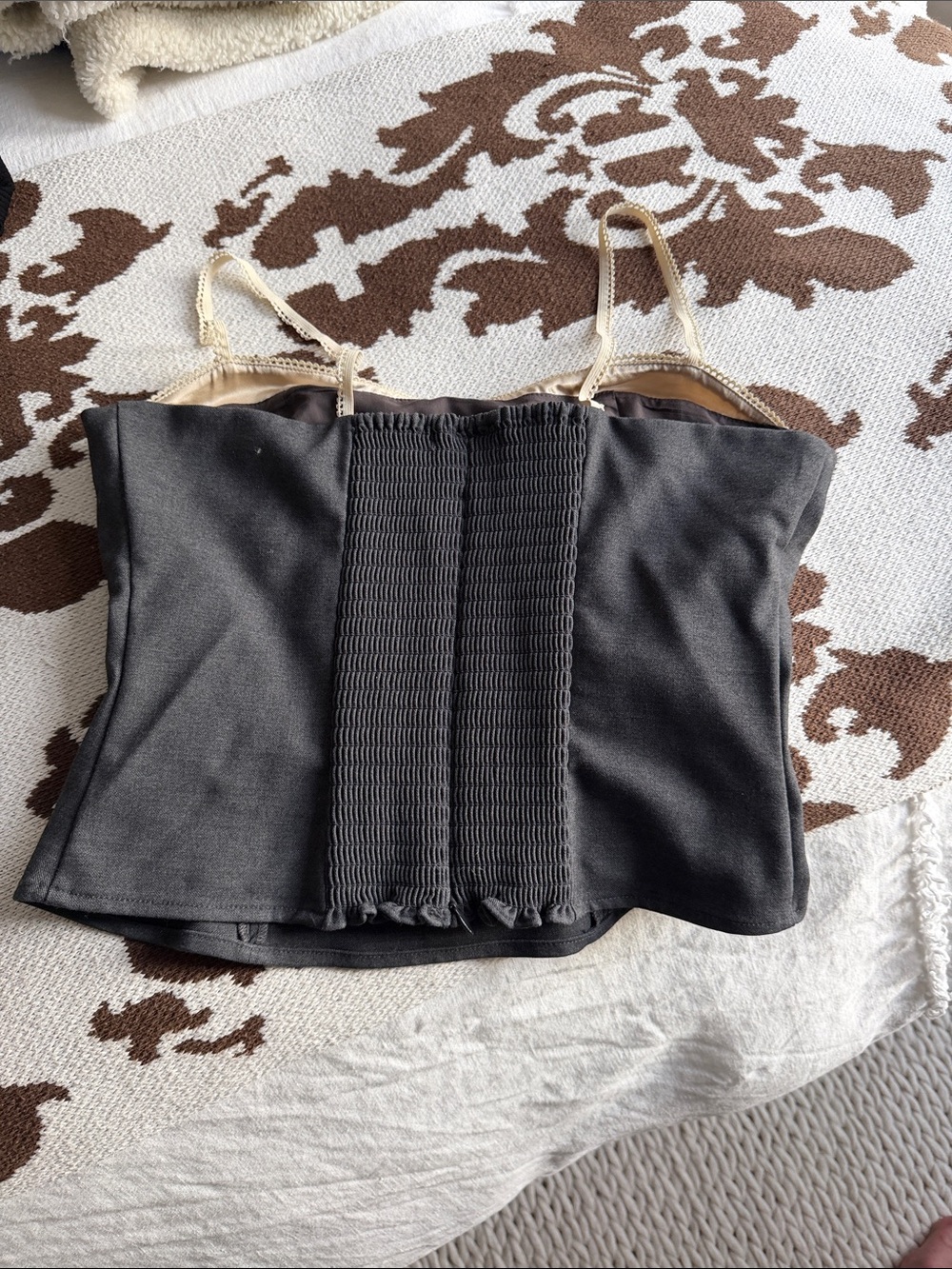 Reformation Black Cami with Cream Satin Trim - Picture 2 of 2
